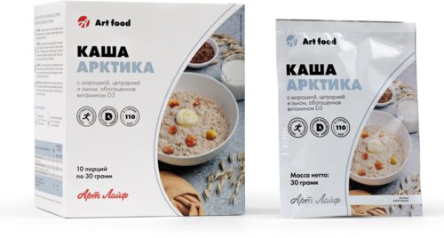 Каша «Арктика» с морошкой, цетрарией и льном (5 злаков), 350 г, 10 порций по 35 г