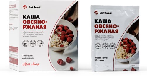 Каша «Овсяно-ржаная с брусникой и малиной», 350 г, 10 порций по 35 г