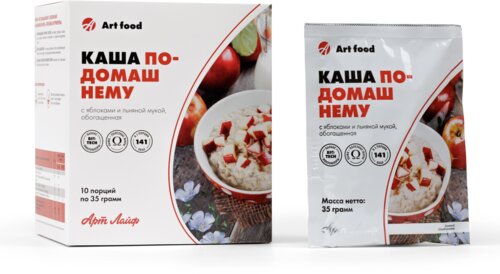 Каша «По-домашнему» с яблоками и льняной мукой, 350 г, 10 порций по 35 г